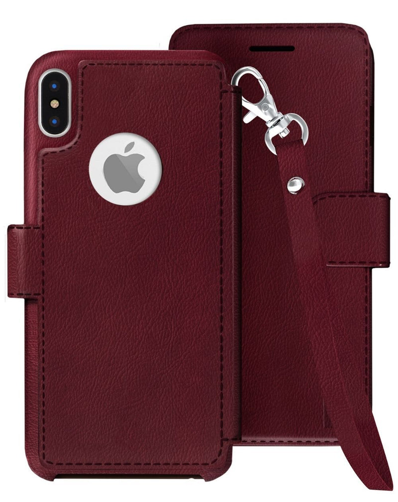 iPhone X/Xs Wallet Case LUPA Legacy Burgundy + lanyard 